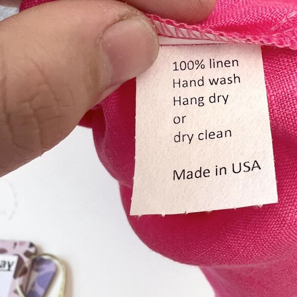 (Defect) Christopher Calvin Blouse Women's Top Plus Size 2X Fuchsia Linen USA - Picture 11 of 12